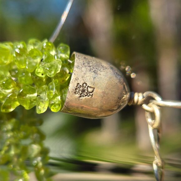 Peridot Crystal chip strand with a Chrysocolla Gemstone Eye Necklace, Rare Find - Picture 6 of 7